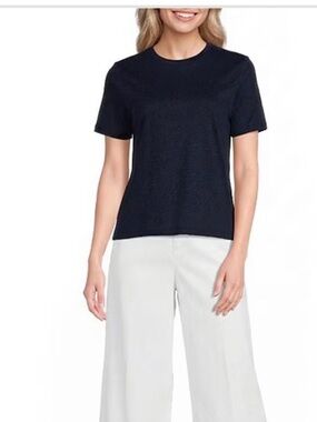 SPANX Navy Cool Cotton Short Sleeve Crewneck Tee NWT Medium